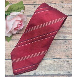 Classic 3" Lanvin Paris New York Designer Tie 56" Red Striped 100% Silk Career